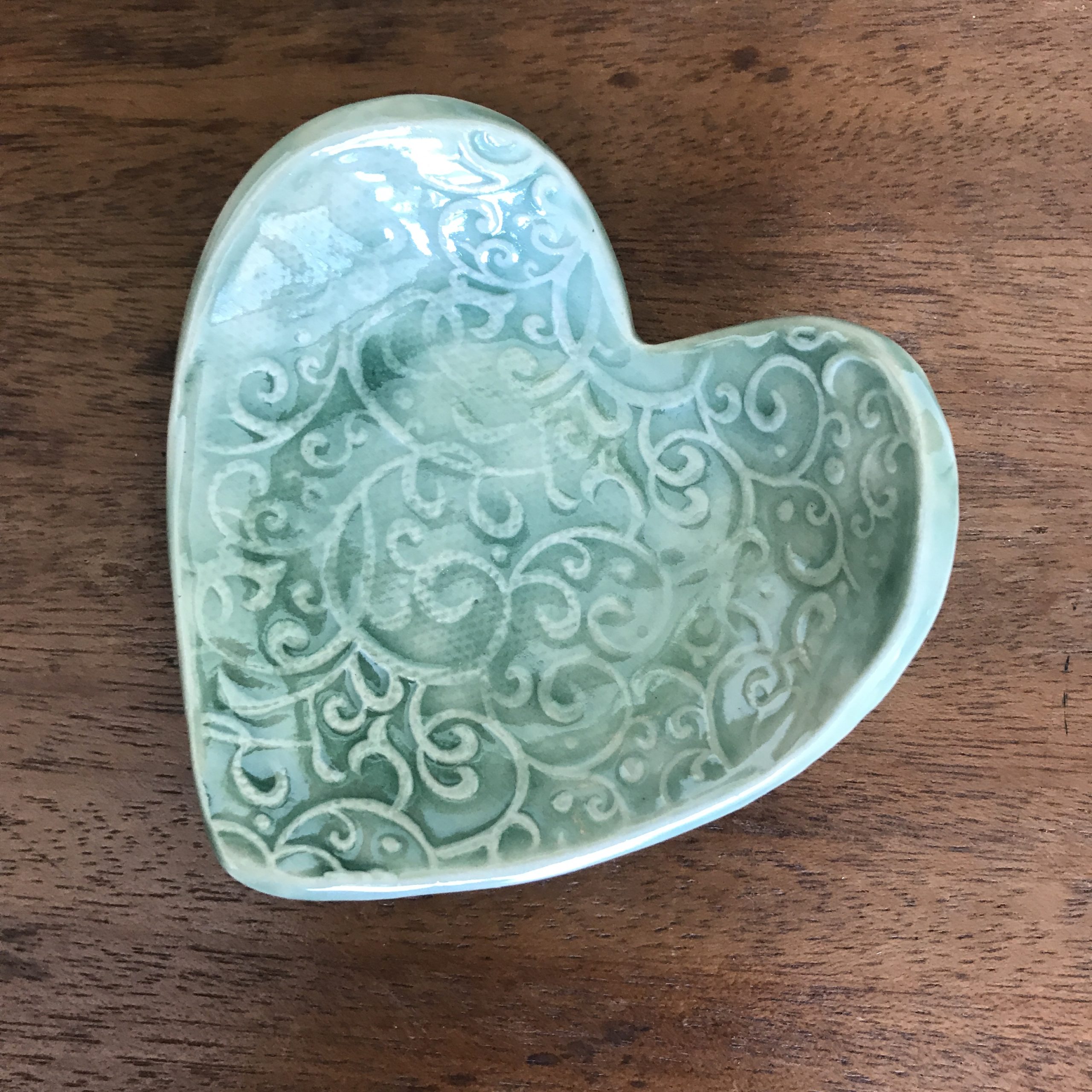 Little Green Ceramic Heart - Spiritual Twist