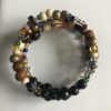 Hippie Bracelet with Wooden Beads, Colorful Glass Beads and Dragonflies/ Patchouli Scent